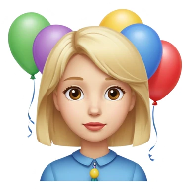 Birthday girl with blond hair and ballons sticker