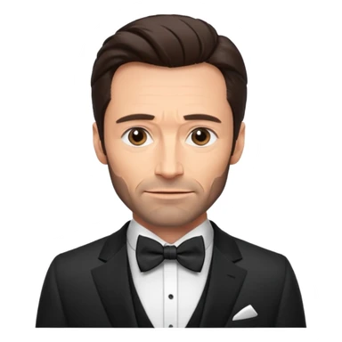 Hugh Jackman with suit with bow tie sticker
