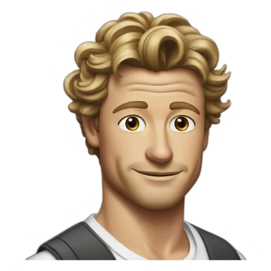 Simon Baker weeding a black girl brown eyes and sblack hair in a bun sticker