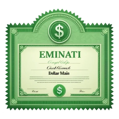 dollar certificate sticker