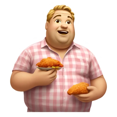 Fat guy eating fried chicken sticker