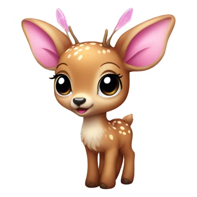 baby deer with fairy wings and a pink bow around its neck  sticker