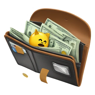 a wallet with money sticking out of it sticker