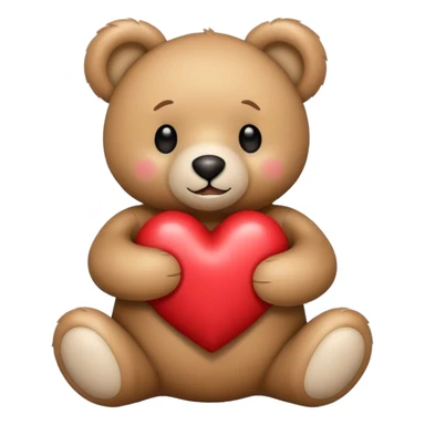 Teddy bear hug with a heart sticker