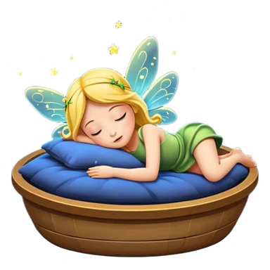 fairy character floating asleep with fireflies as night lights sticker