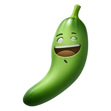 A smiley face with feet kicking up in the air behind it with cucumbers on the eyes sticker