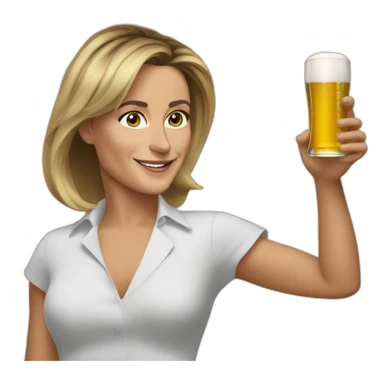 Emanuelle macron entrain de boire une bière sticker