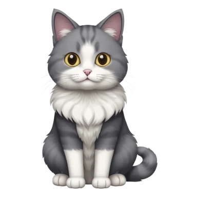 full body dark grey and white cat with white front legs sticker