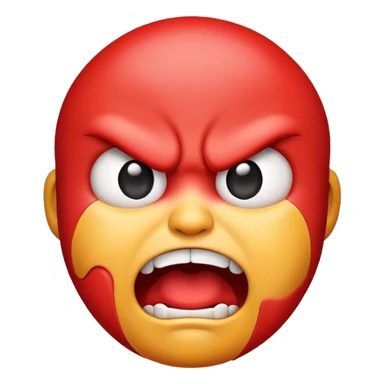 An emoji with an angry face choking itself
 sticker