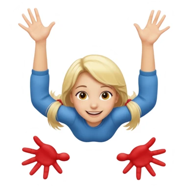 young girl crawling toward the camera, playful, smiling, hands extended sticker