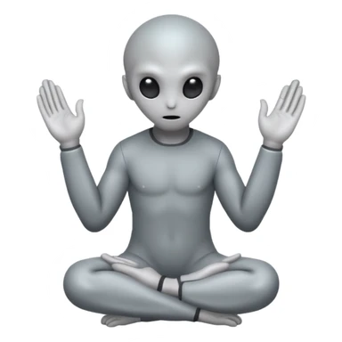 fullbody gray alien PRAYING HANDS REARVIEW sticker
