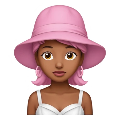 rihanah wearing Pink Hat, white dress sticker