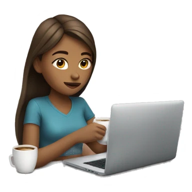 girl with laptop drinking a lot of coffee sticker