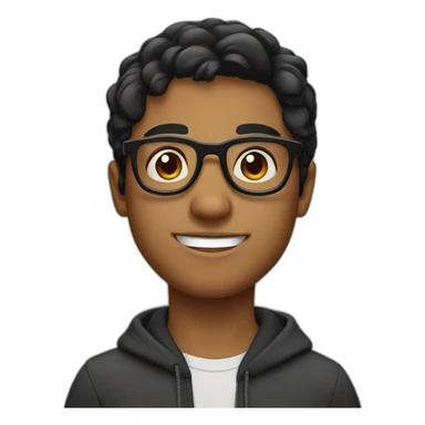 young indian guy with round glasses black eyes black hair sticker