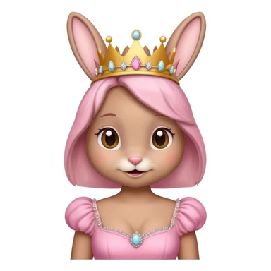 Bunny + tiara + pink dress + happy sticker
