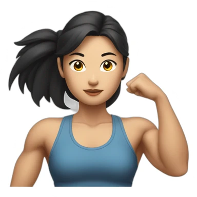Athletic Asian girl show biceps sticker