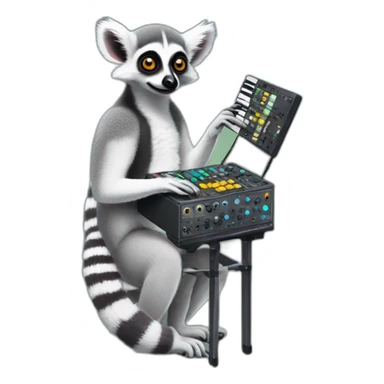 ring tailed lemur playing modular synthesizer sticker
