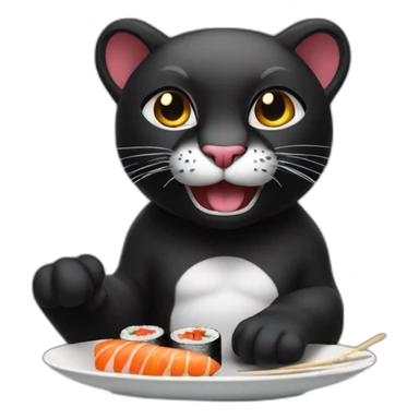 Black panthère eat sushi sticker