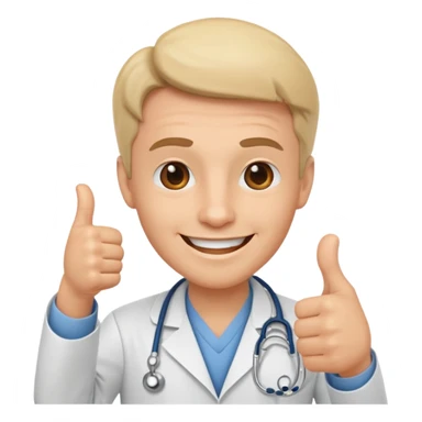 cartoon face for  a doctor and he thumb up sticker