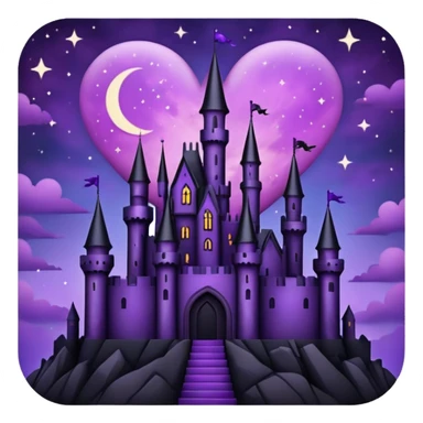 emo heart with night sky and dark castle sticker