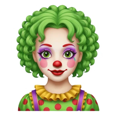 girl clown with curly green hair sticker