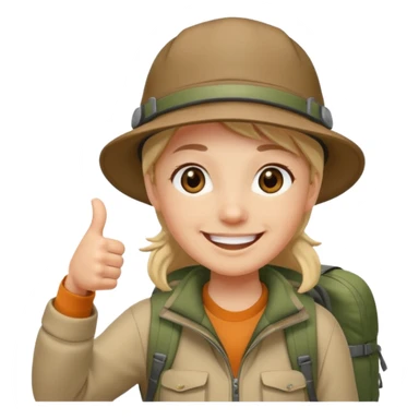 person with thumb up and hiking hat sticker