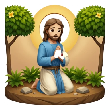 Jesus kneeling down praying in the garden of agony  sticker