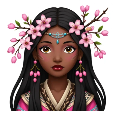 tribal woman with cherry blossom sticker