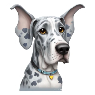 Blue Merle Great Dane wearing butterfly wings sticker