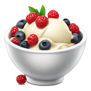 Vanilla ice cream in a bowl with hot berries on top  sticker