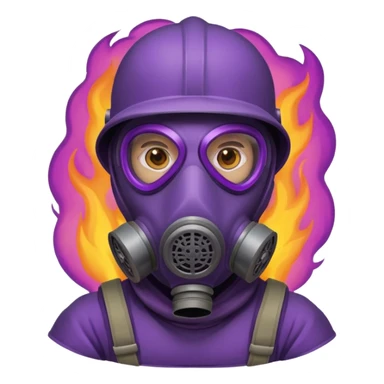 gas mask guy in purple fire sticker