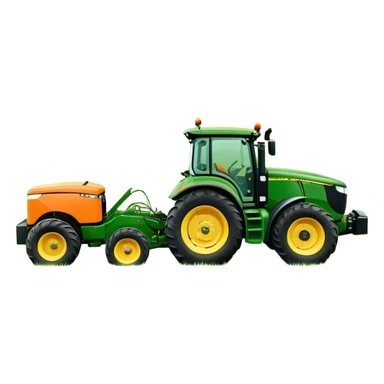 Howard EHD 180 (2019) – Cinematic-realistic John Deere 6155M tractor towing a Howard EHD 180 slasher, its green and yellow frame cutting through thick overgrown paddocks. The bright orange slasher spins rapidly, clearing a wide path of grass as birds scatter into the air sticker