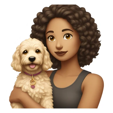 Latina girl with a mini golden doodle sticker