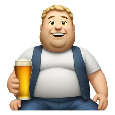 fat guy drinking beer and eating burger sticker