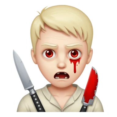 Insane scared injured person with a knife in the classic emoji style  sticker