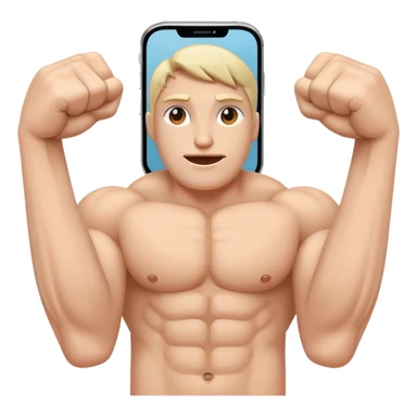 Phone with arms to the side flexing sticker