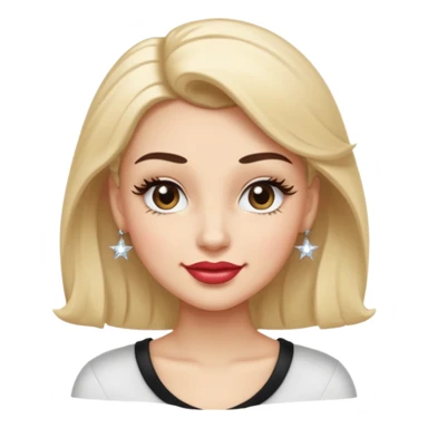 A face with one raised brow, a smirk, and a wink. Long fake lashes, gloss that glows.  Maybe a tilted head pose with a hand-on-hip silhouette or a tiny sparkle accent to emphasize confidence. sticker