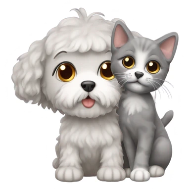 grey cat with maltipoo dog sticker