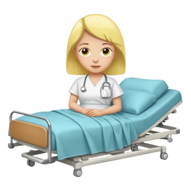 pessoa com a pele amarela deitada em uma maca de hospital sticker