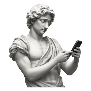 italian statue looking at cellphone sticker