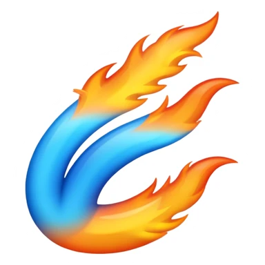 fire streak emoji, playful and modern with blue to orange gradient, vibrant

 sticker