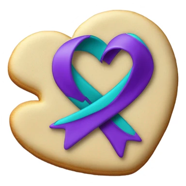 Cookie heart with purple teal awareness ribbon loop sticker