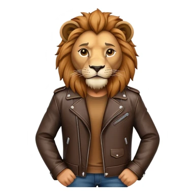 lion in a leather jacket, cool pose sticker