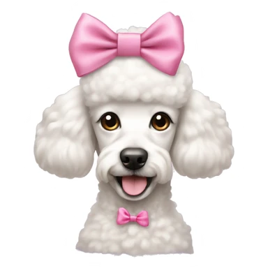 White poodle with pink bow on head sticker