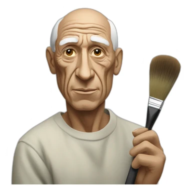 Pablo picasso holding a brush sticker