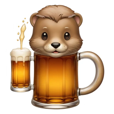 a beer holding an otter in its hand sticker