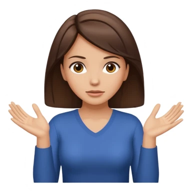 Woman 2 hands shrugging with brunette hair and light tan skin sticker