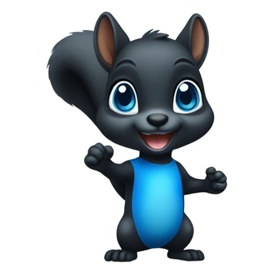 Black squirrel with blue eyes saying hi sticker