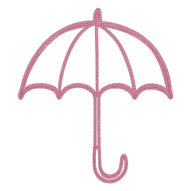 hand drawn outlined icon of a pink umbrella, no fill, thick lines sticker