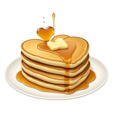 Heart shaped pancakes with butter and syrup  sticker